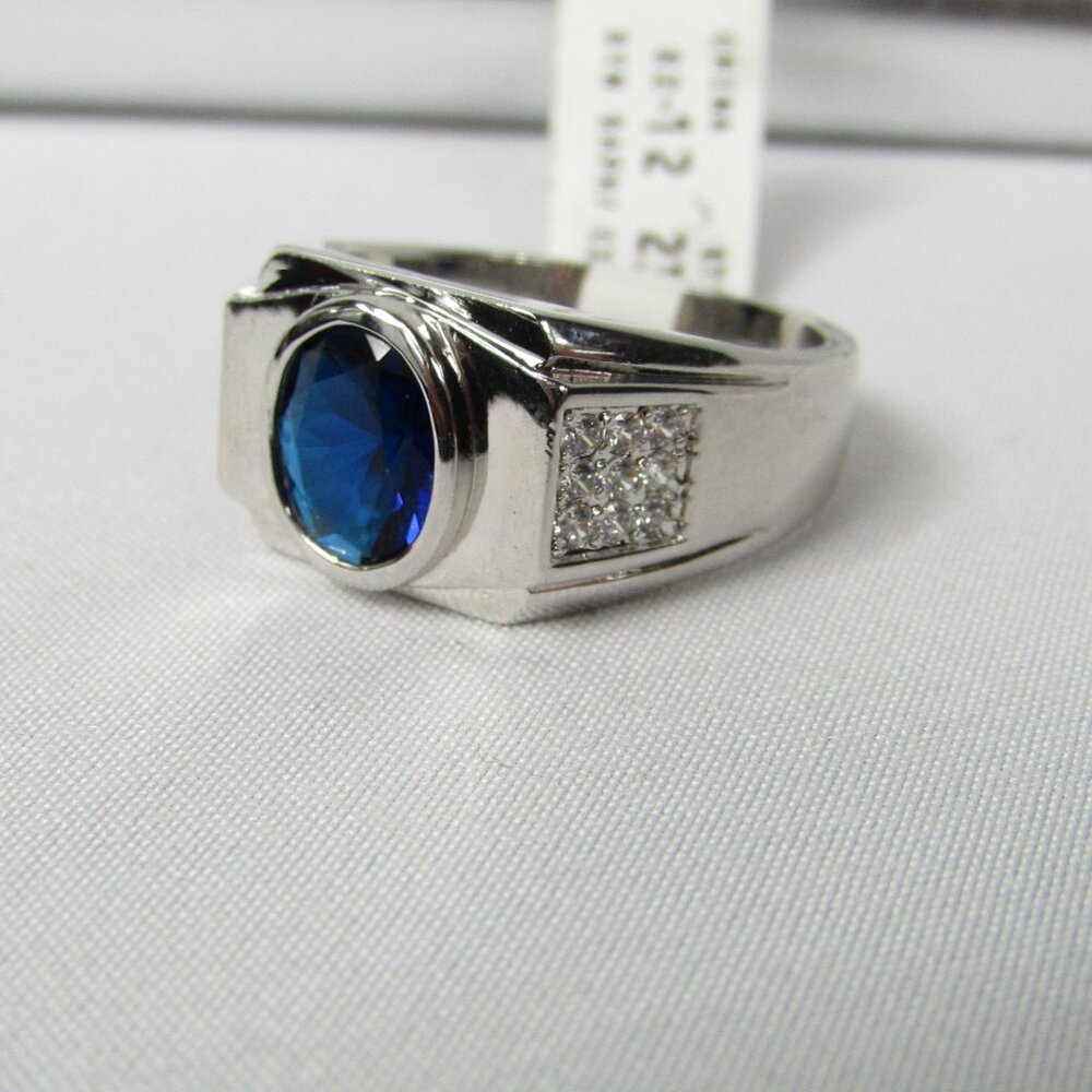 Stainless Steel | Cubic Zirconia | Synthetic Saphire | Men's | Size 12 | Band